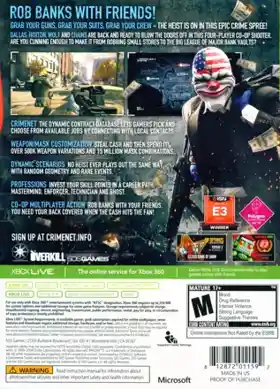 Payday 2 (USA) box cover back